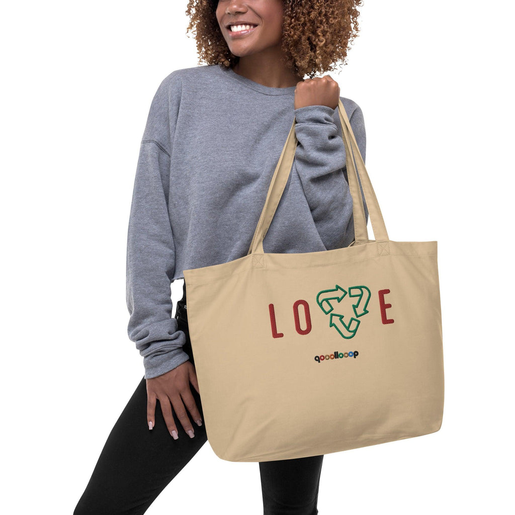 Love Recycle | Oyster | Large organic tote bag - The Pet Talk