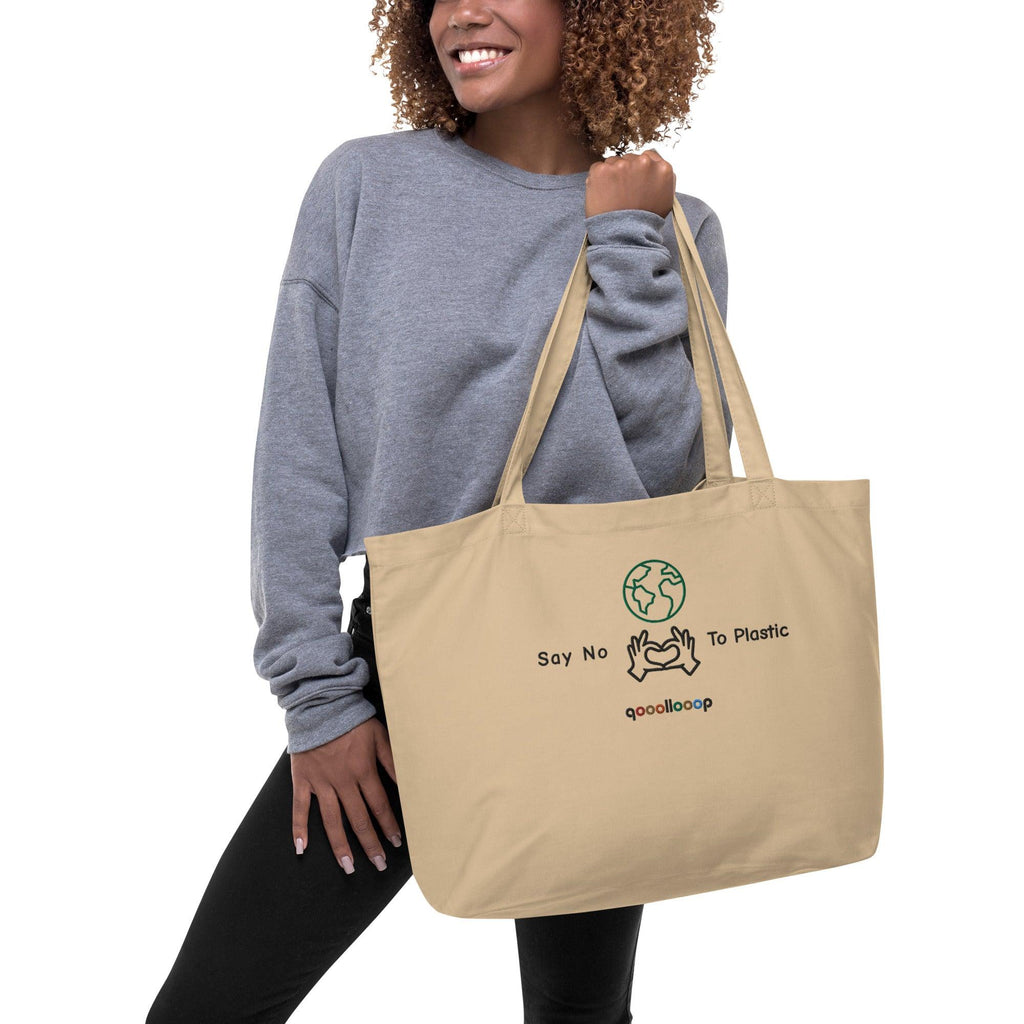 Say no to plastic | Oyster | Large organic tote bag - The Pet Talk