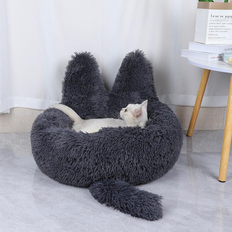 Cute Cat Bed House Plush Cushion Cat Lean High Pillow Bed - The Pet Talk