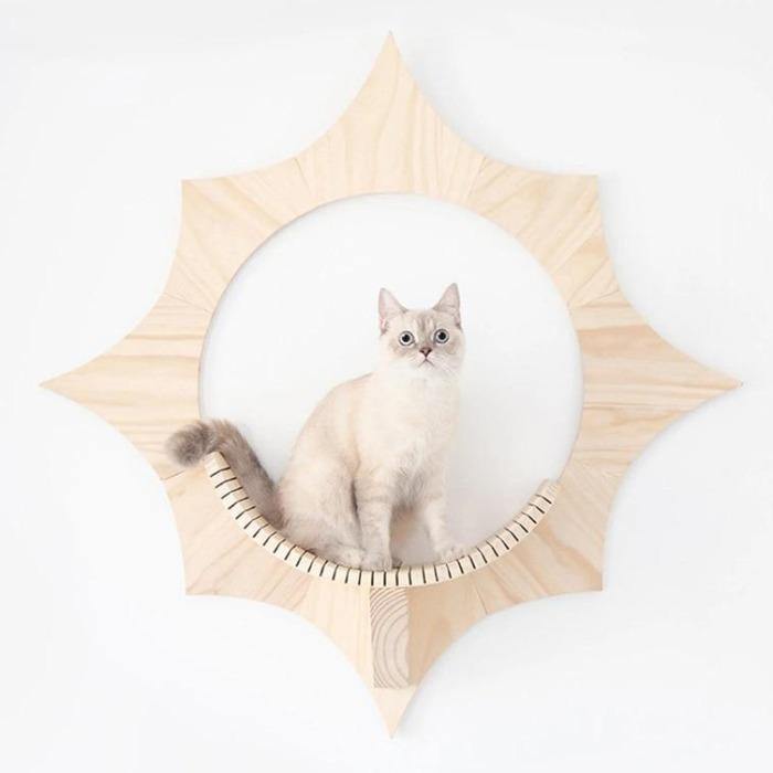 Wall Mounted Wood Cat Jumping Solar Platform DIY Cat Tree Wall Furniture Climbing Springboard - The Pet Talk