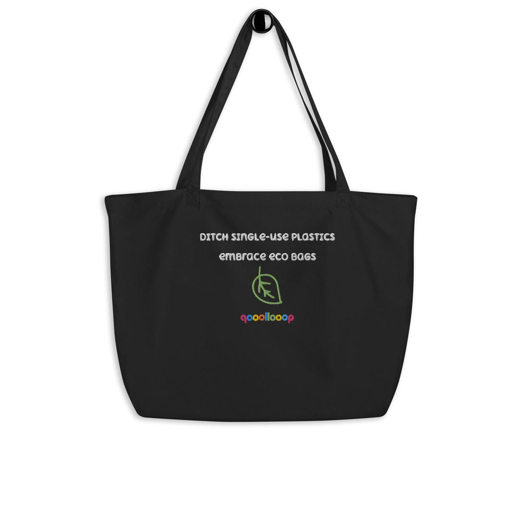 Ditch single use plastics | Black | Large organic tote bag - The Pet Talk