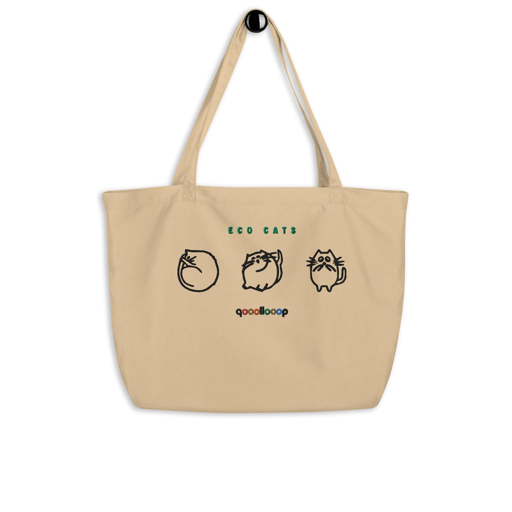 Eco Cats | Oyster | Large organic tote bag - The Pet Talk