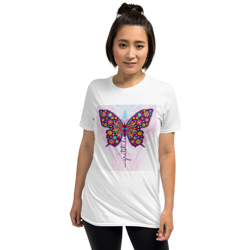 Gratitude Butterfly | Unisex Soft Style T-Shirt - The Pet Talk
