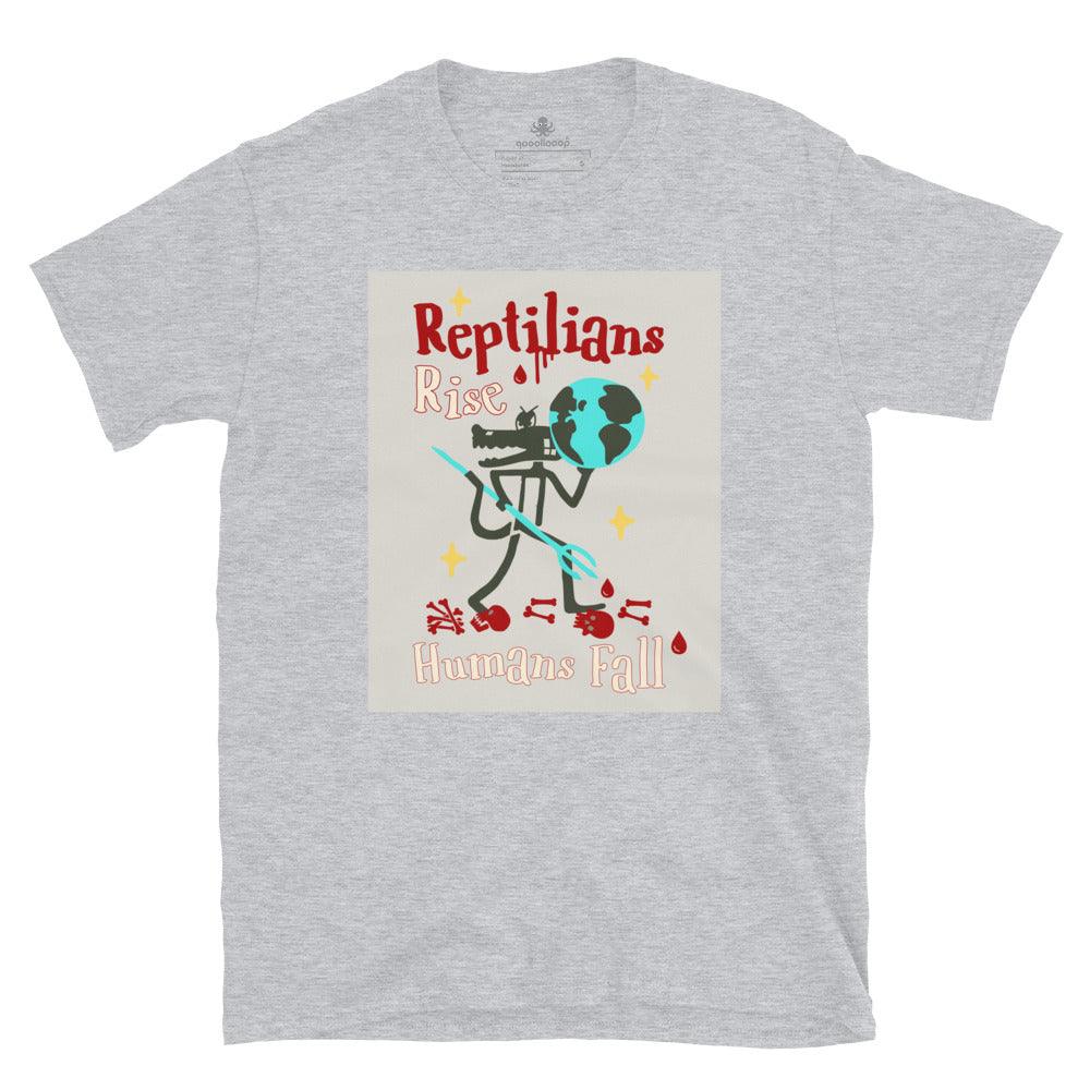 Reptilians Rise Humans Fall | Short-Sleeve Unisex Soft Style T-Shirt - The Pet Talk