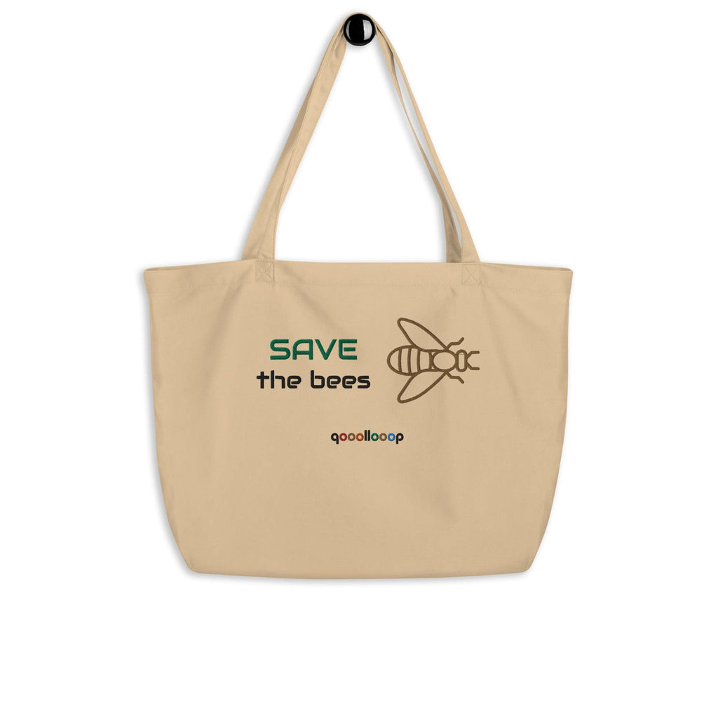 Save the bees | Oyster | Large organic tote bag - The Pet Talk
