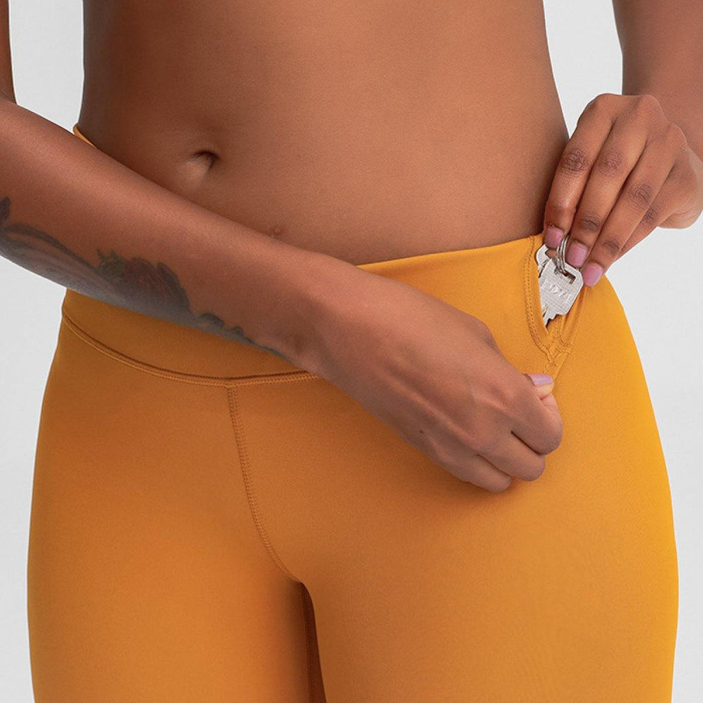 Bottom | Women Leggings Hidden Zipped Pocket High Waist Pants - The Pet Talk
