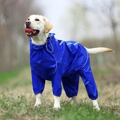 Dog Raincoat Reflective Raincoat Zipper High Neck Hooded Jumpsuit - The Pet Talk