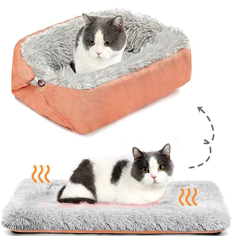 Long Plush Cat Bed Warm Kitten Lounger Cushion Mat - The Pet Talk