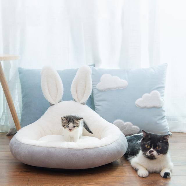 Pet Cat Bed House Cute Rabbit Ears Warm Bed - The Pet Talk