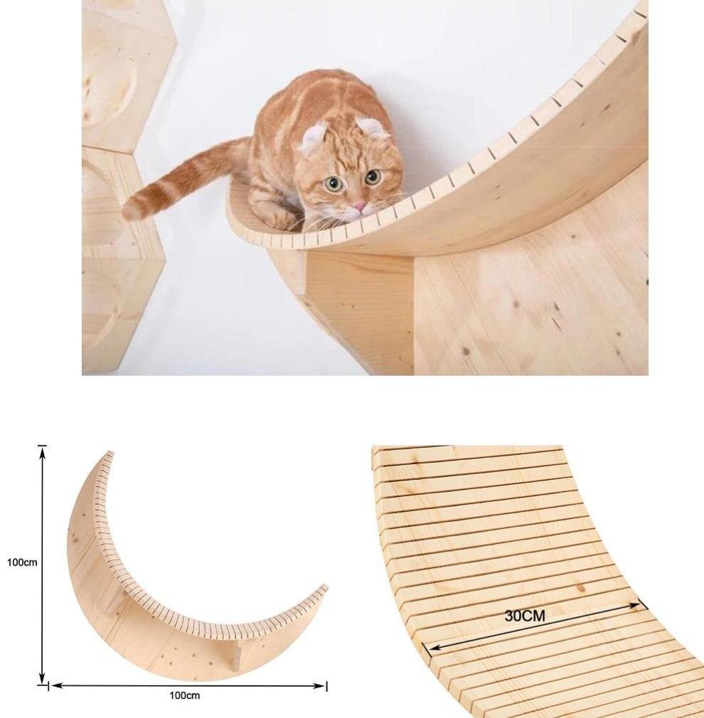 Wall Mounted Half Moon Wood Platform Cat Climbing Frame Springboard - The Pet Talk